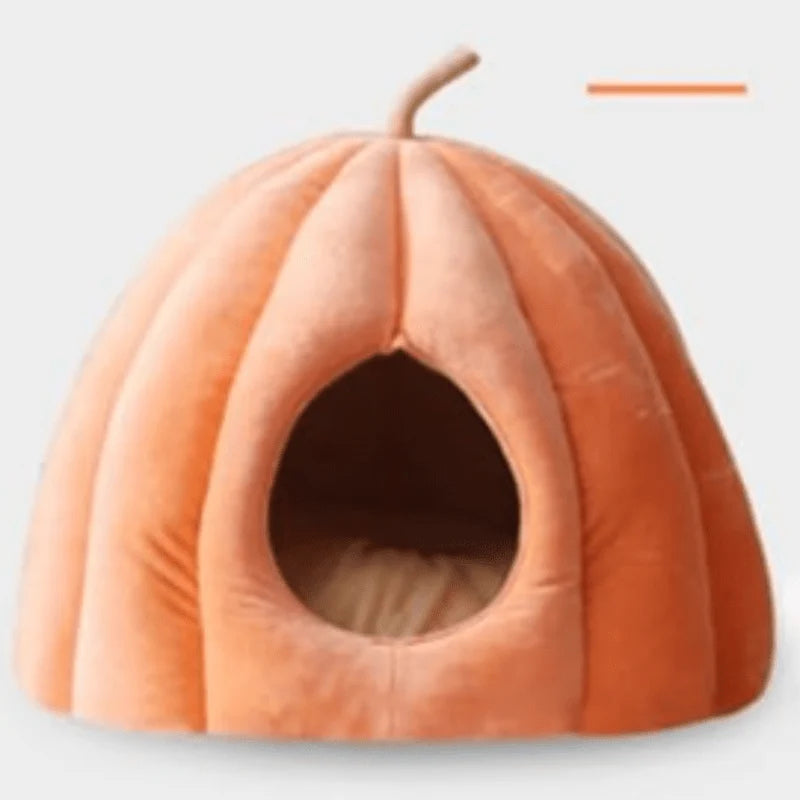 Cat Bed Pumpkin Shape Heat Retaining Washable