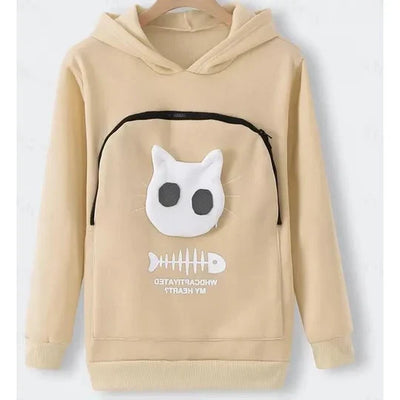 Cat Cuddle Hoodie Breathable Fleece Front Pouch