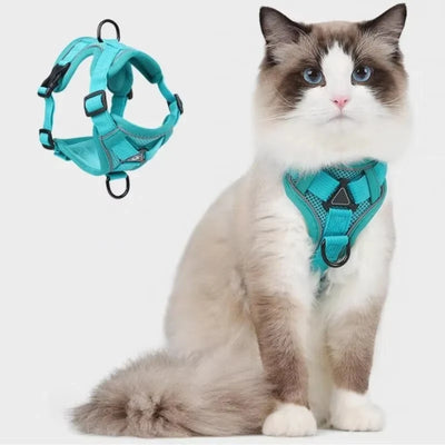 Cat Harness & Leash Set Adjustable Vest Reflective Mesh