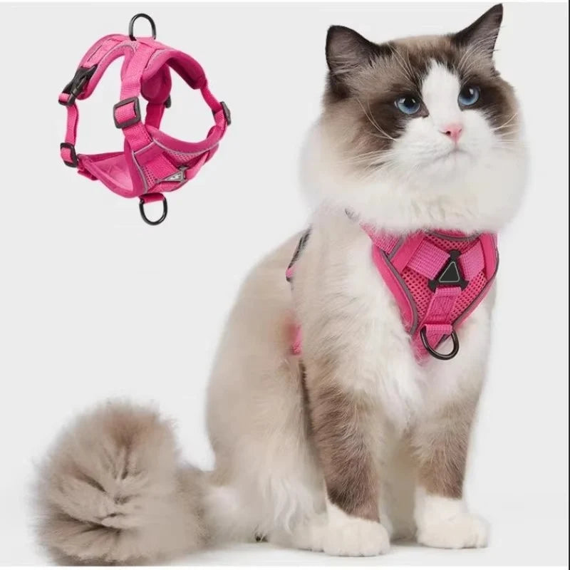 Cat Harness & Leash Set Adjustable Vest Reflective Mesh