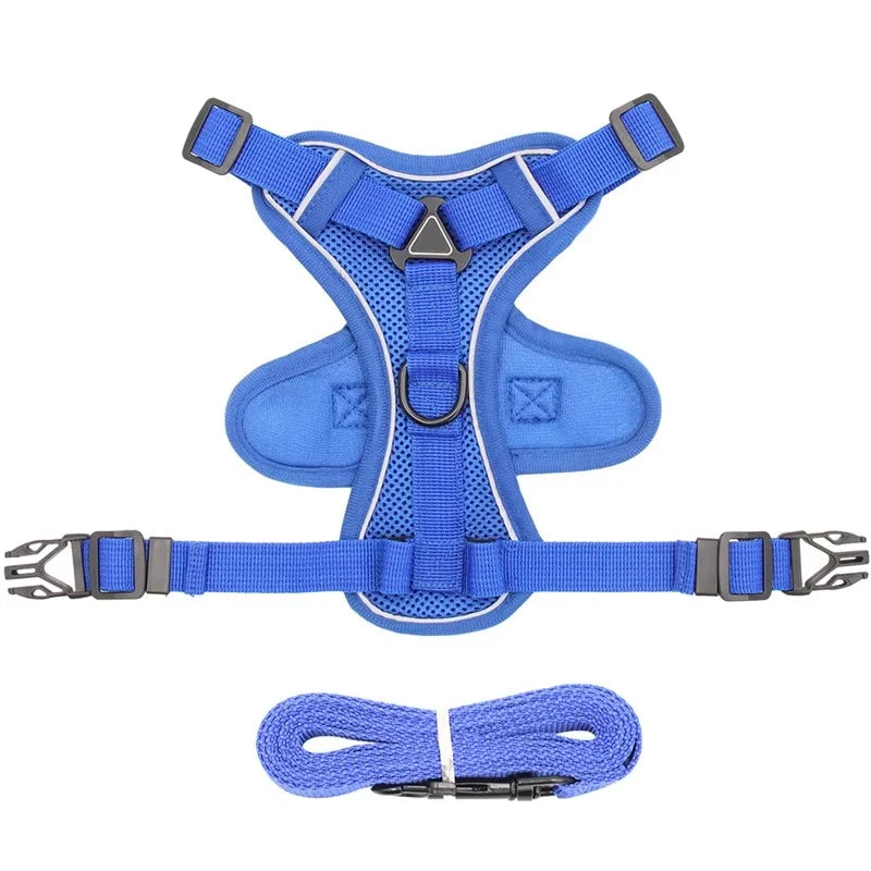 Cat Harness & Leash Set Adjustable Vest Reflective Mesh