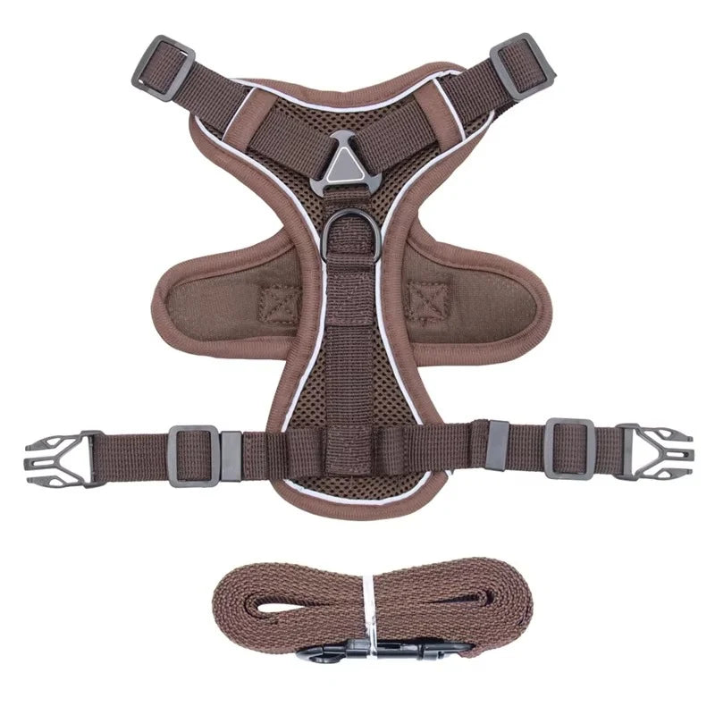 Cat Harness & Leash Set Adjustable Vest Reflective Mesh