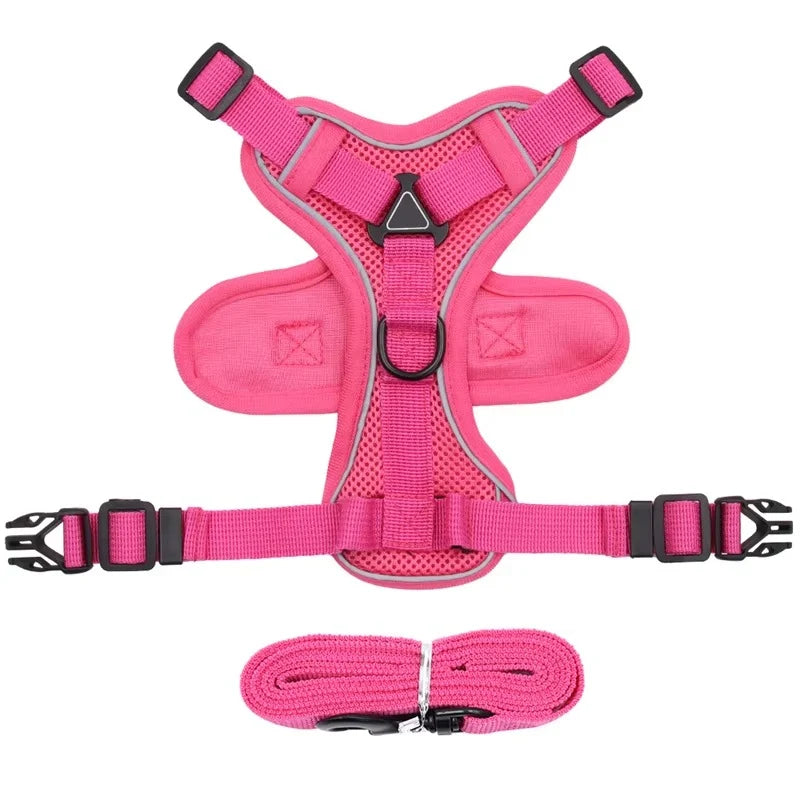 Cat Harness & Leash Set Adjustable Vest Reflective Mesh