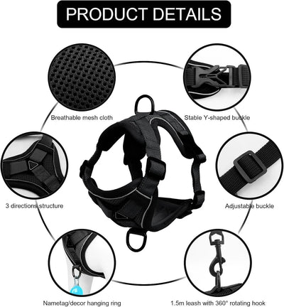 Cat Harness & Leash Set Adjustable Vest Reflective Mesh