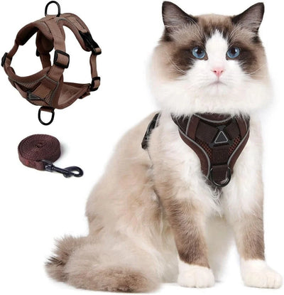 Cat Harness & Leash Set Adjustable Vest Reflective Mesh