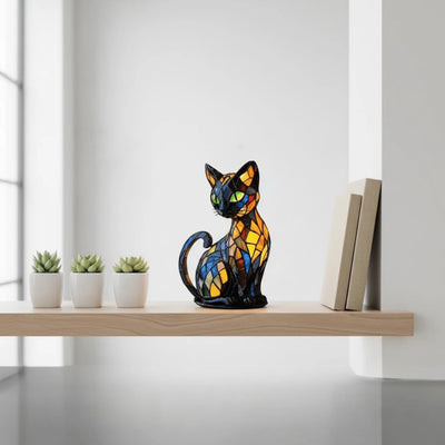 Cat Lamp Handmade Resin Warm White LED Light