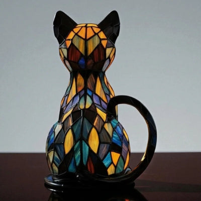 Cat Lamp Handmade Resin Warm White LED Light