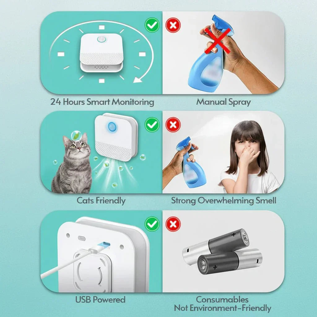 Cat Litter Odor Neutralizer Motion-Activated Rechargeable Whisper-Quiet