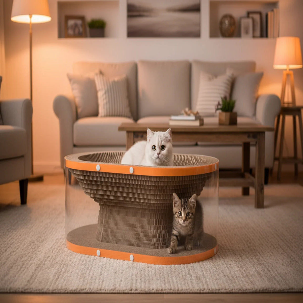 Cat Scratching Board Corrugated Cardboard Two-Level Nest Design