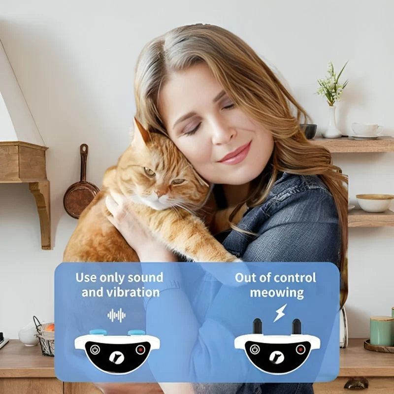 Cat Training Collar Meow Detection Rechargeable 20-Day Battery
