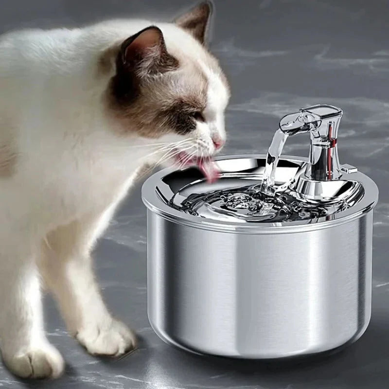 Cat Water Fountain Stainless Steel Four-Layer Filtration 2.1 Quart Capacity