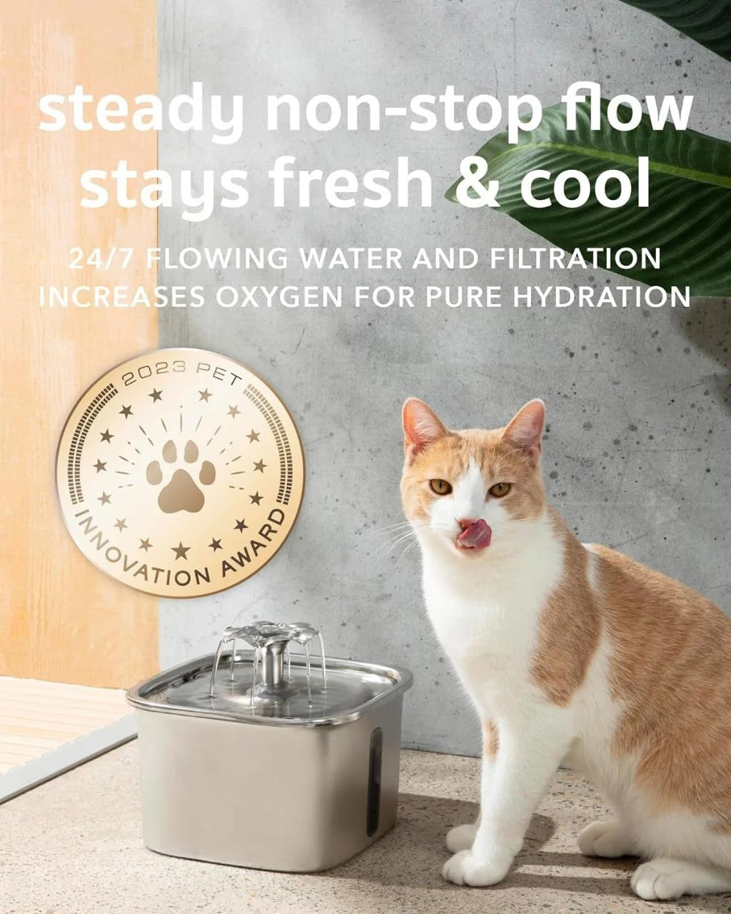 Cat Water Fountain Stainless Steel Quiet Pump 95 Oz Capacity