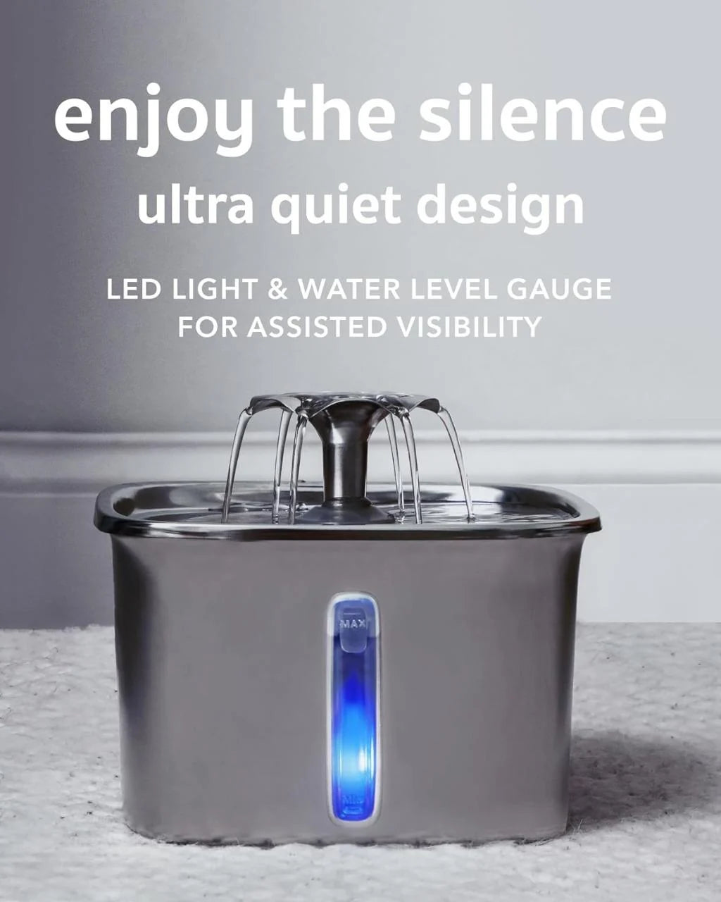 Cat Water Fountain Stainless Steel Quiet Pump 95 Oz Capacity