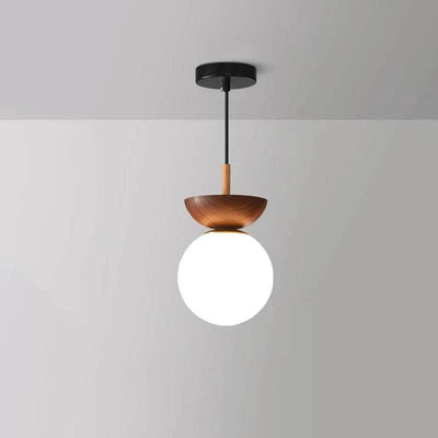 Ceiling Light Glass Globe & Wood-Grain Finish 3-Color Changeable