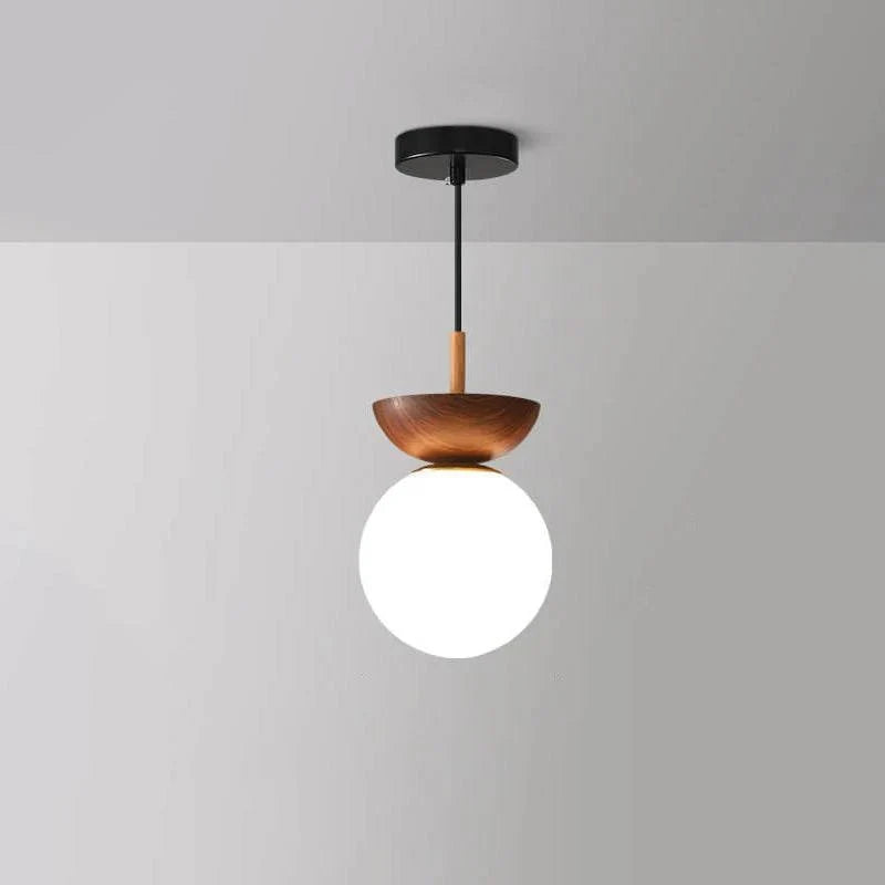 Ceiling Light Glass Globe & Wood-Grain Finish 3-Color Changeable