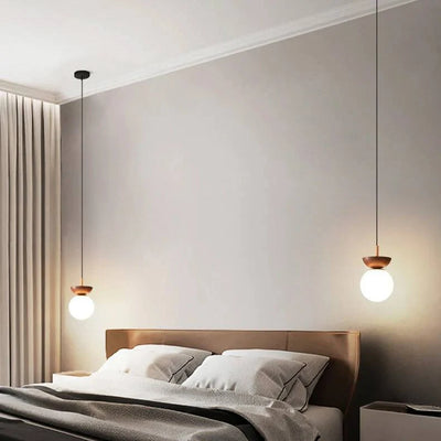 Ceiling Light Glass Globe & Wood-Grain Finish 3-Color Changeable