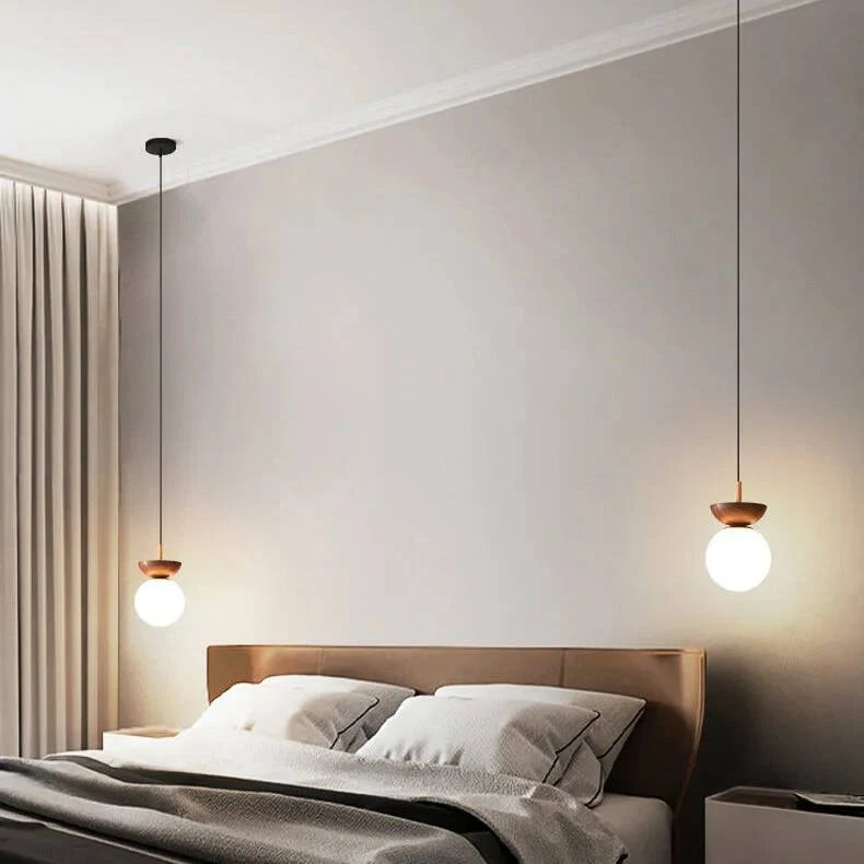 Ceiling Light Glass Globe & Wood-Grain Finish 3-Color Changeable