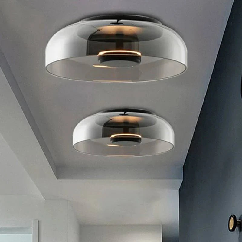 Ceiling Light Integrated LED Warm White Glass & Metal Construction
