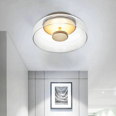 Ceiling Light Integrated LED Warm White Glass & Metal Construction