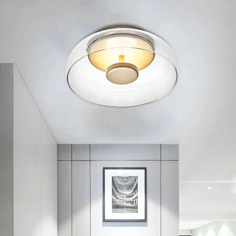 Ceiling Light Integrated LED Warm White Glass & Metal Construction