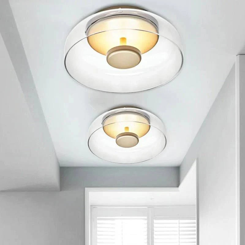 Ceiling Light Integrated LED Warm White Glass & Metal Construction