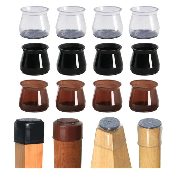 Chair Leg Floor Protectors Silicone Covers Felt Bottom 8-Pack
