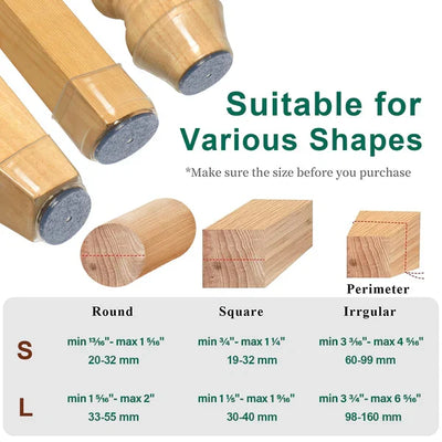 Chair Leg Floor Protectors Silicone Covers Felt Bottom 8-Pack