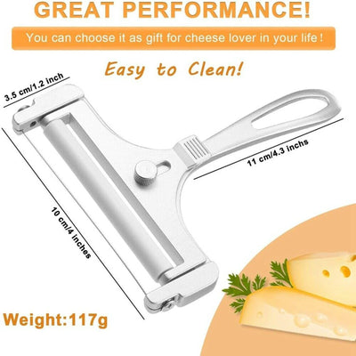 Cheese Slicer Adjustable Thickness Replaceable Wire Non-Slip Base