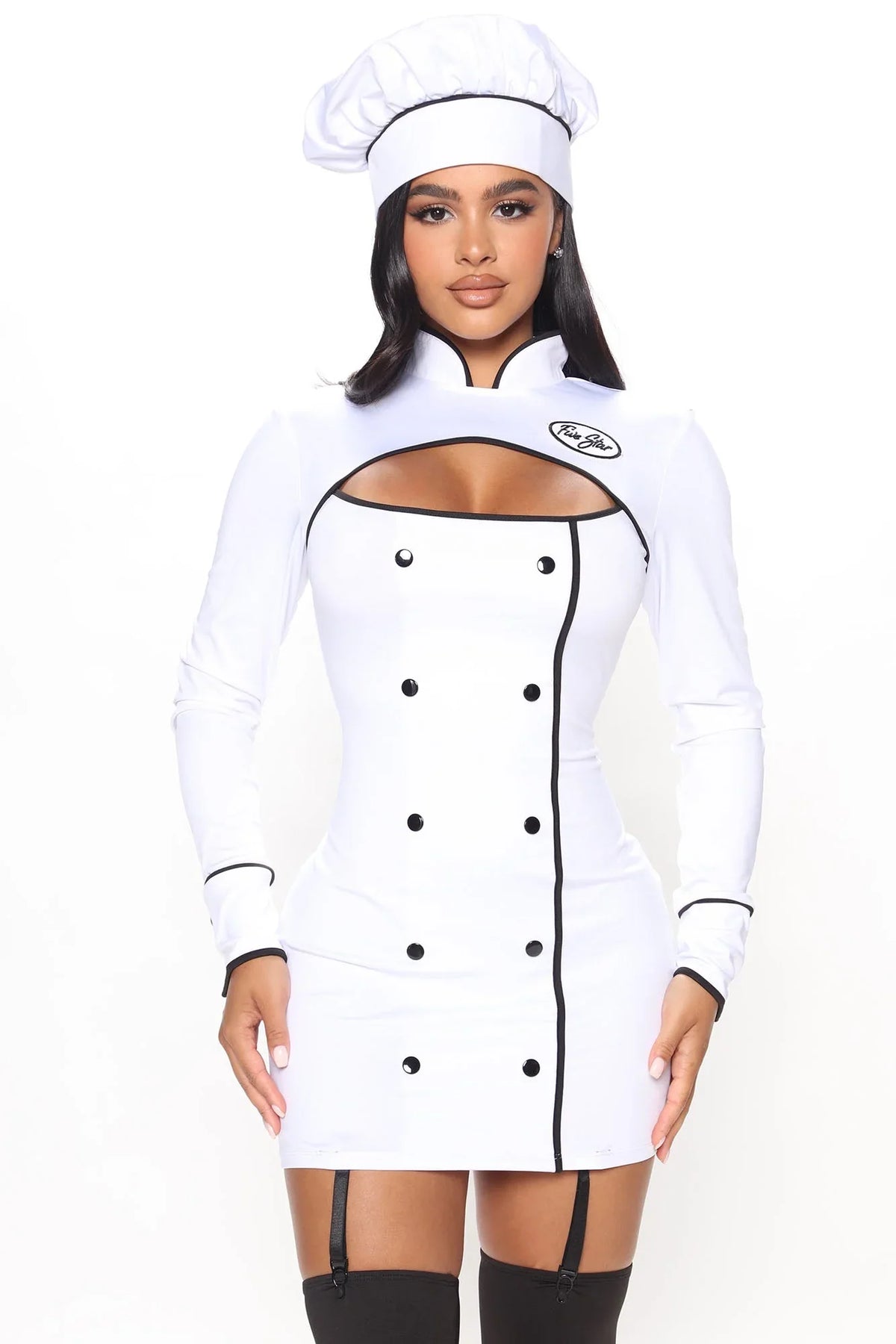 Chef Costume Set Three-Piece Stretch Fabric With Hat & Leg Accessories
