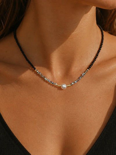 Choker Necklace Resin Pearl Secure Clasp 17 Inch