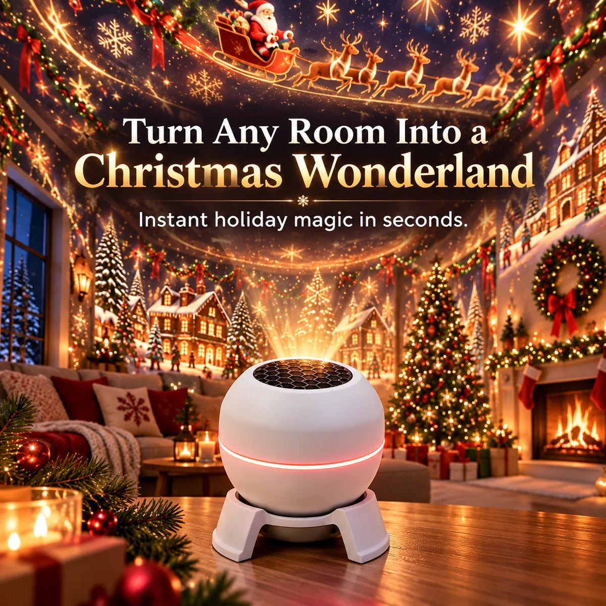 Christmas Light Projector Moving Christmas Scenes USB Powered