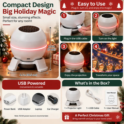 Christmas Light Projector Moving Christmas Scenes USB Powered