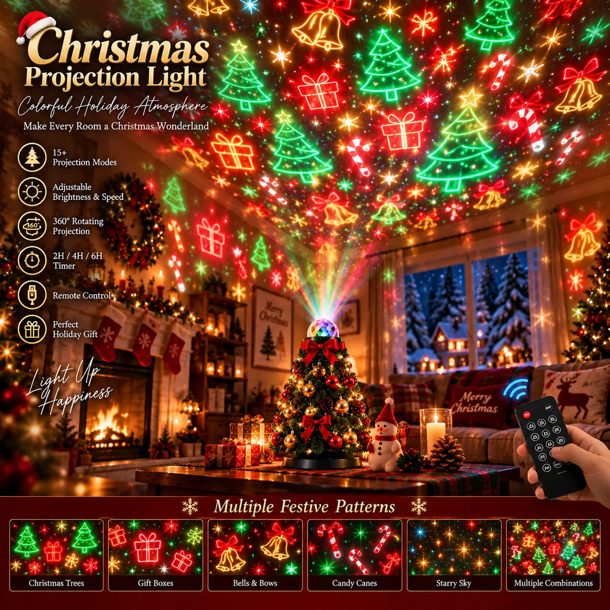 Christmas Projector Light Remote Control 15+ Designs