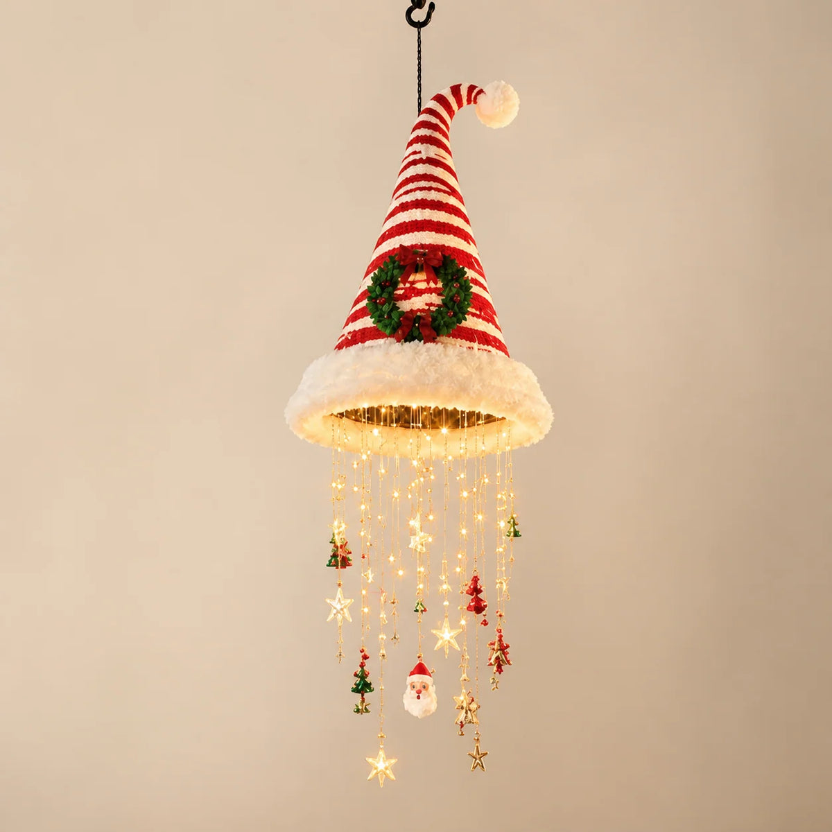 Christmas String Lights Santa Hat Design Warm LED Glow