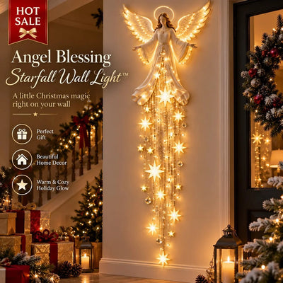Christmas Wall Light Angel Design Warm White Cascading Stars