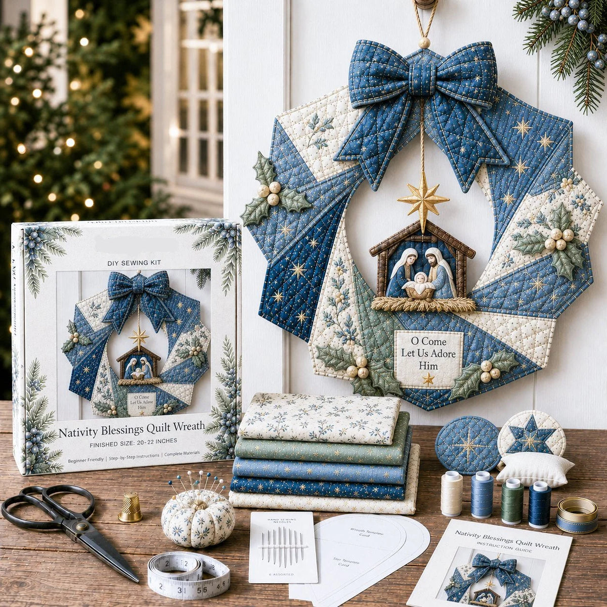 Christmas Wreath Kit DIY Fabric Multiple Styles