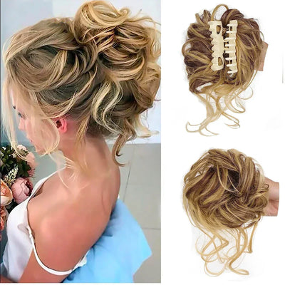 Clip-On Bun Voluminous Curly Comb Clip All-Day Hold