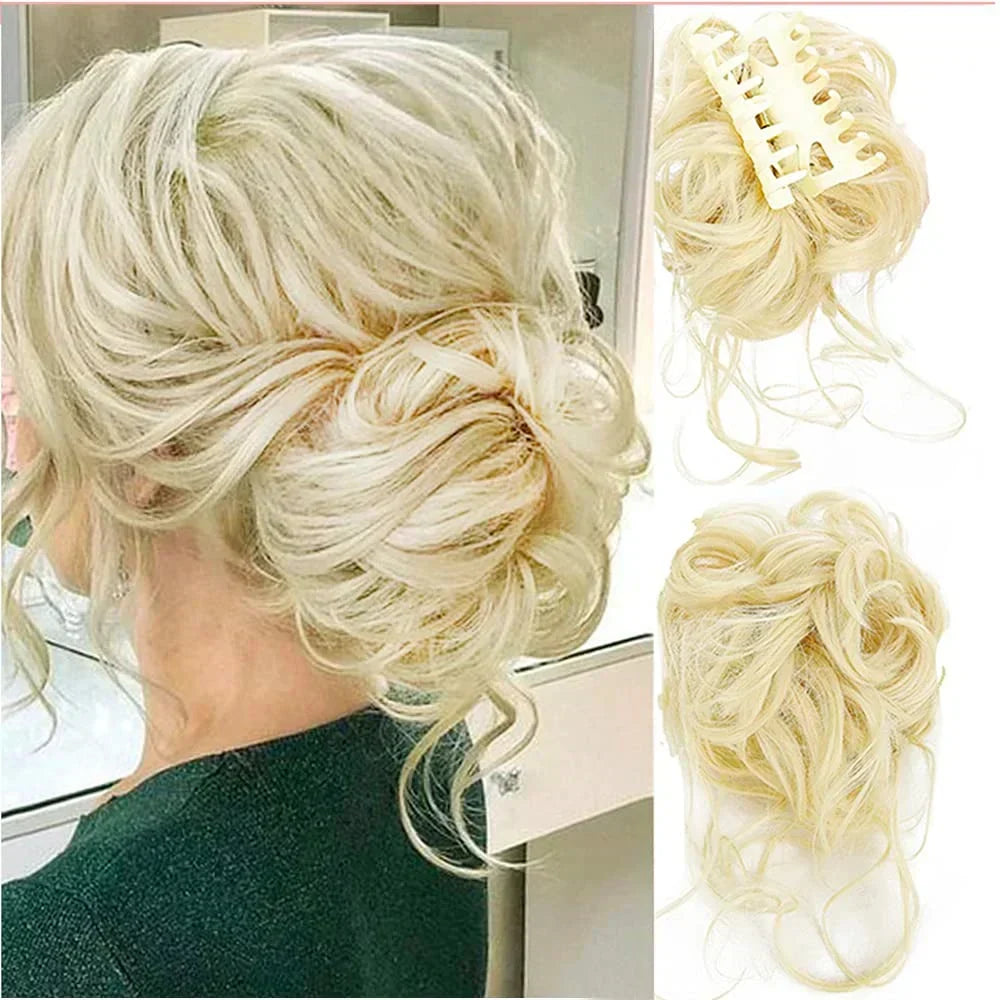 Clip-On Bun Voluminous Curly Comb Clip All-Day Hold