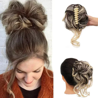 Clip-On Bun Voluminous Curly Comb Clip All-Day Hold
