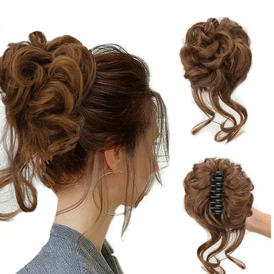 Clip-On Bun Voluminous Curly Comb Clip All-Day Hold