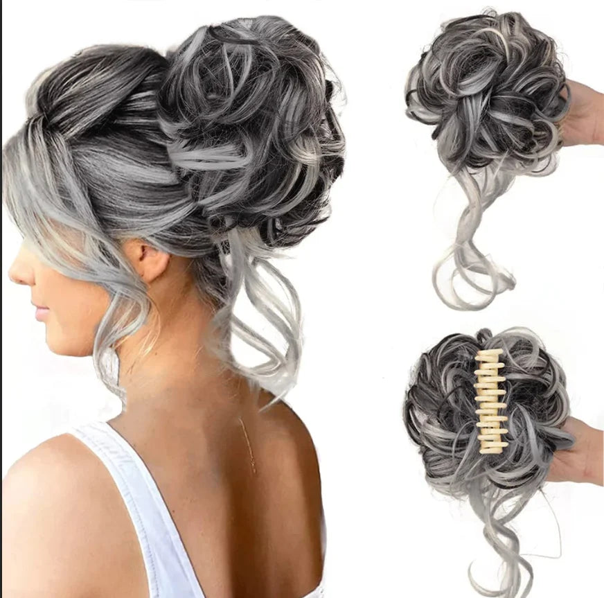 Clip-On Bun Voluminous Curly Comb Clip All-Day Hold