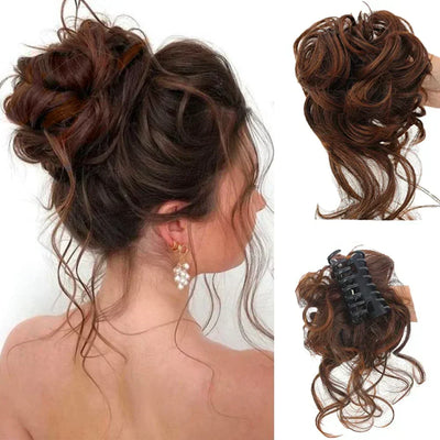 Clip-On Bun Voluminous Curly Comb Clip All-Day Hold