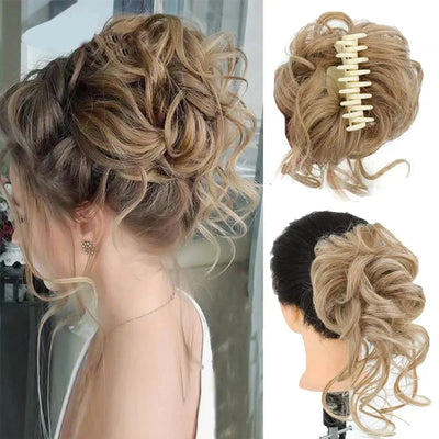 Clip-On Bun Voluminous Curly Comb Clip All-Day Hold