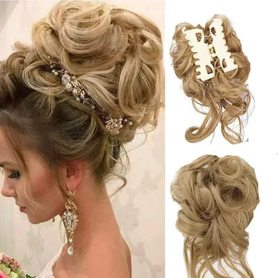 Clip-On Bun Voluminous Curly Comb Clip All-Day Hold