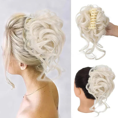 Clip-On Bun Voluminous Curly Comb Clip All-Day Hold