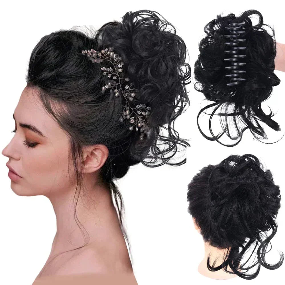 Clip-On Bun Voluminous Curly Comb Clip All-Day Hold