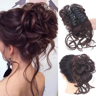 Clip-On Bun Voluminous Curly Comb Clip All-Day Hold