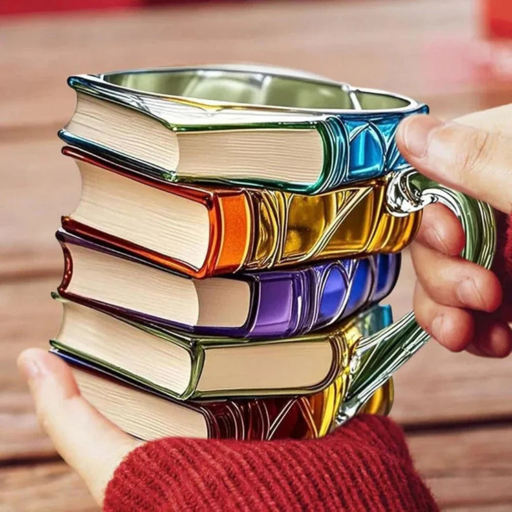 Coffee Mug 3D Book Spine Glass 12 Oz