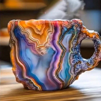 Coffee Mug Crystal-Textured 10 Oz Polished Handle