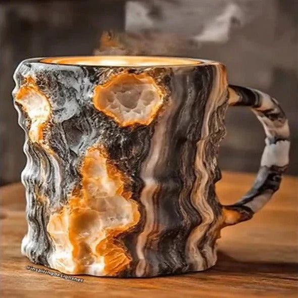 Coffee Mug Crystal-Textured 10 Oz Polished Handle